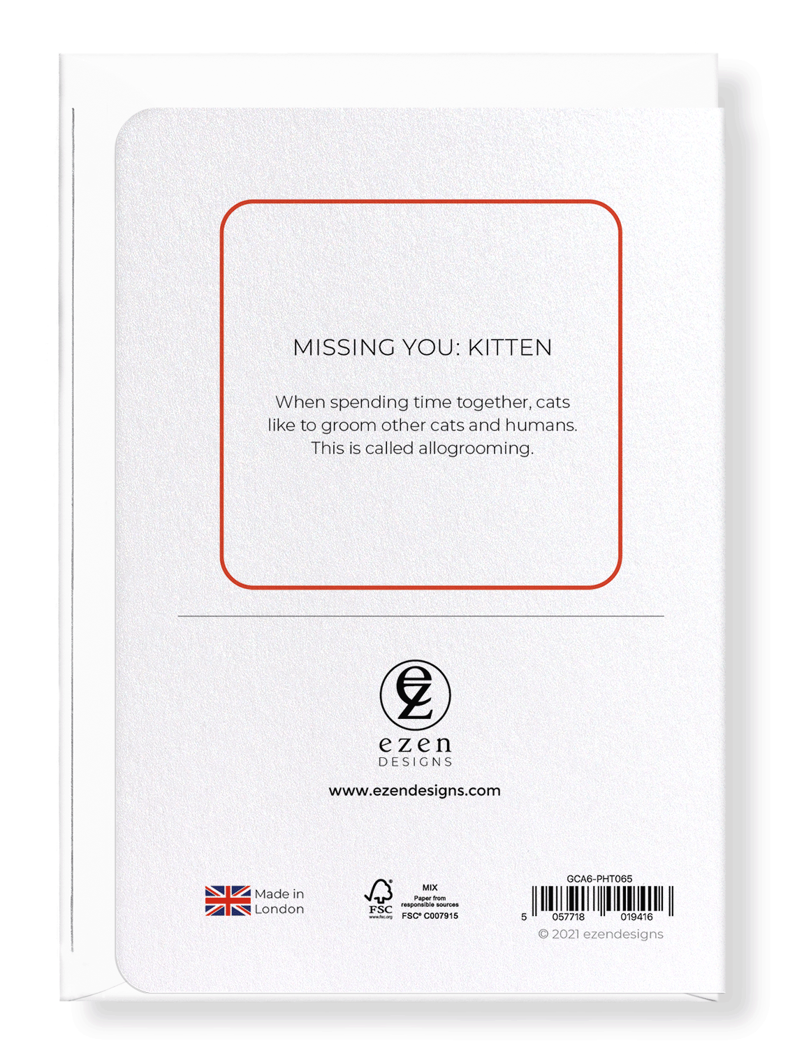 Ezen Designs - Missing you: kitten - Greeting Card - Back