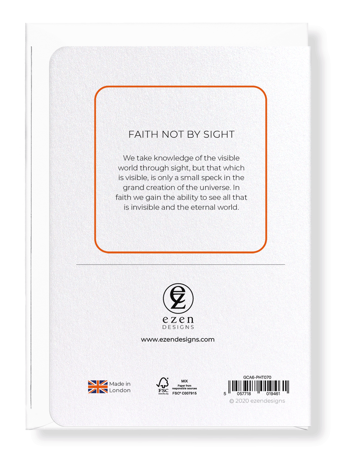 Ezen Designs - Faith not by sight - Greeting Card - Back