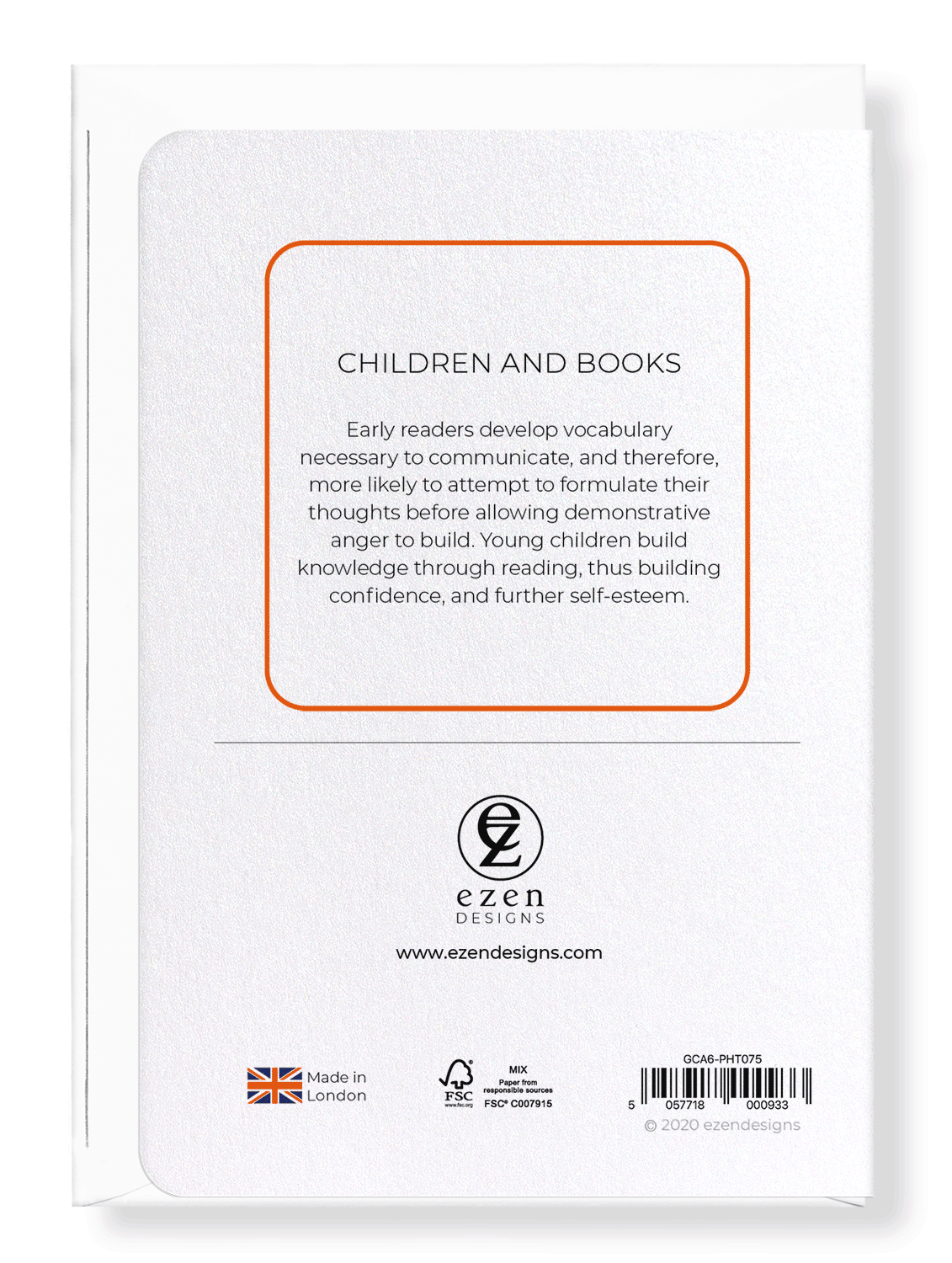 Ezen Designs - Children and books - Greeting Card - Back