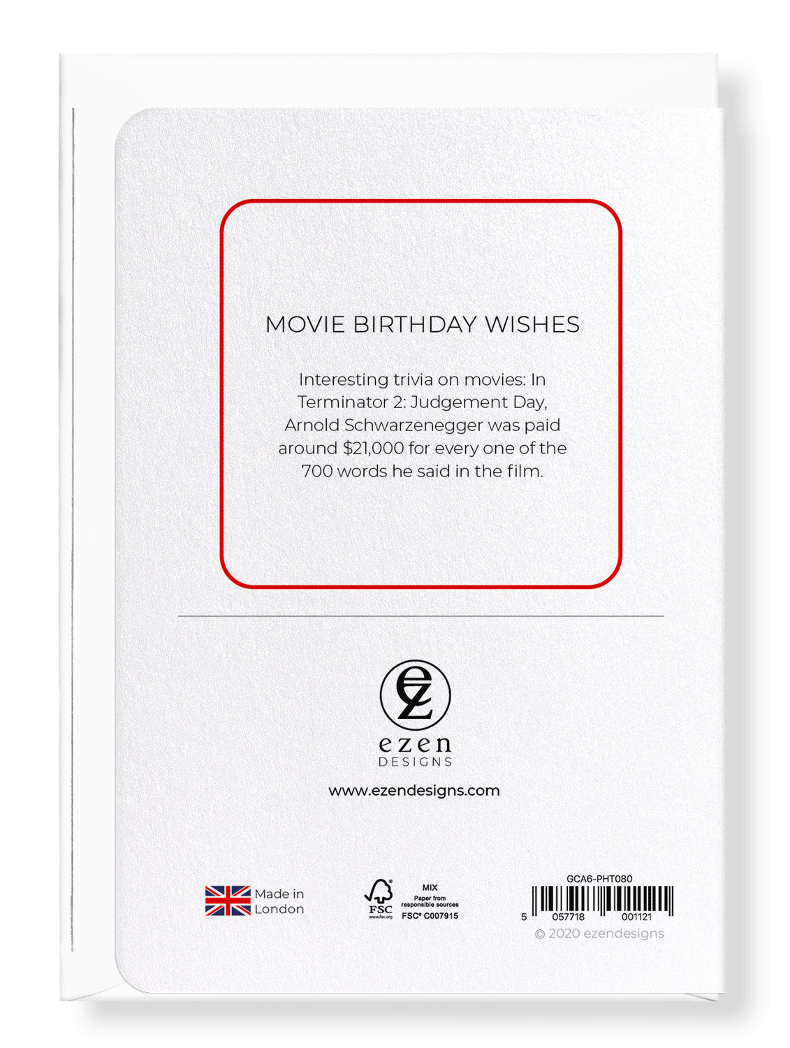Ezen Designs - Movie birthday wishes - Greeting Card - Back