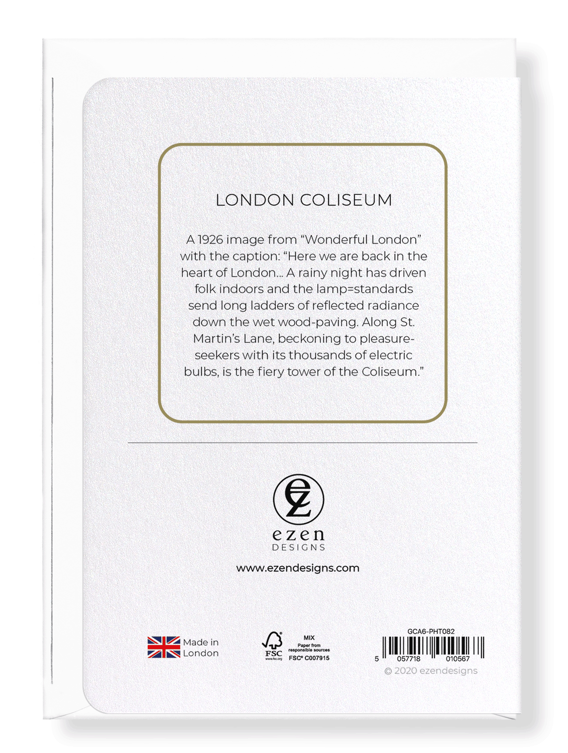 Ezen Designs - London coliseum - Greeting Card - Back