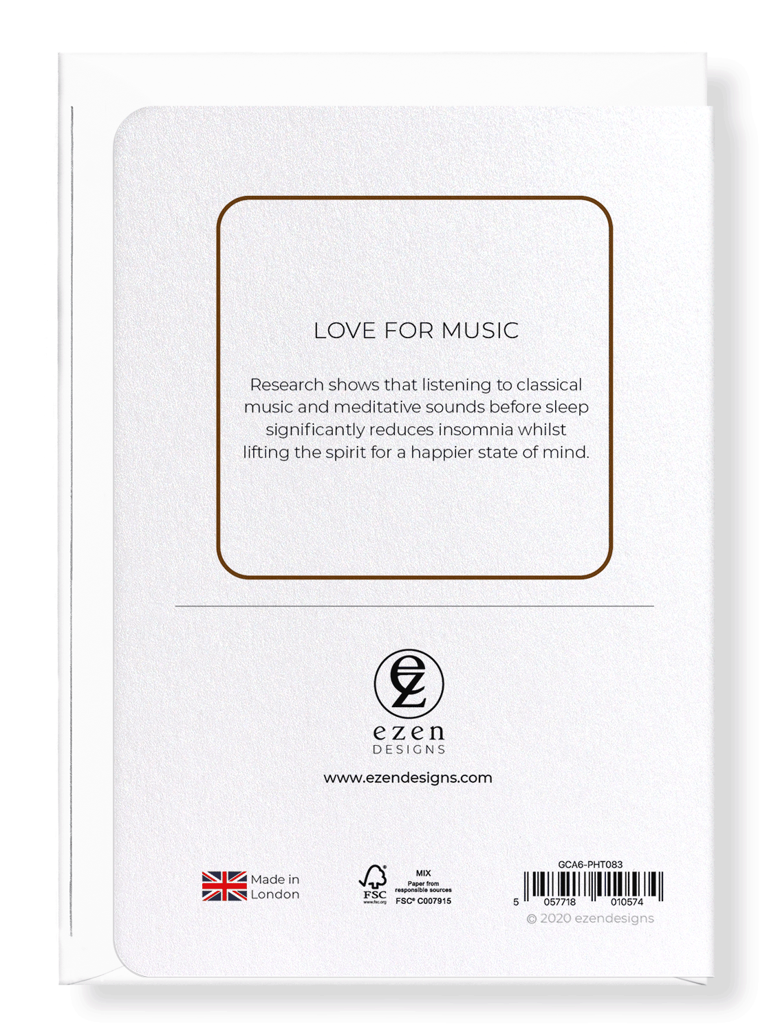 Ezen Designs - Love for music - Greeting Card - Back