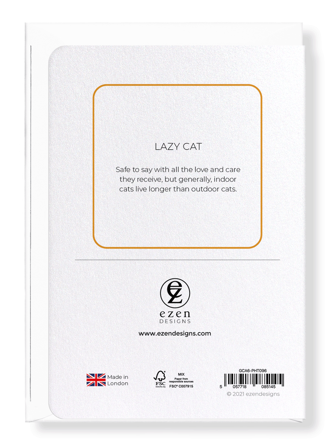 Ezen Designs - Lazy cat - Greeting Card - Back