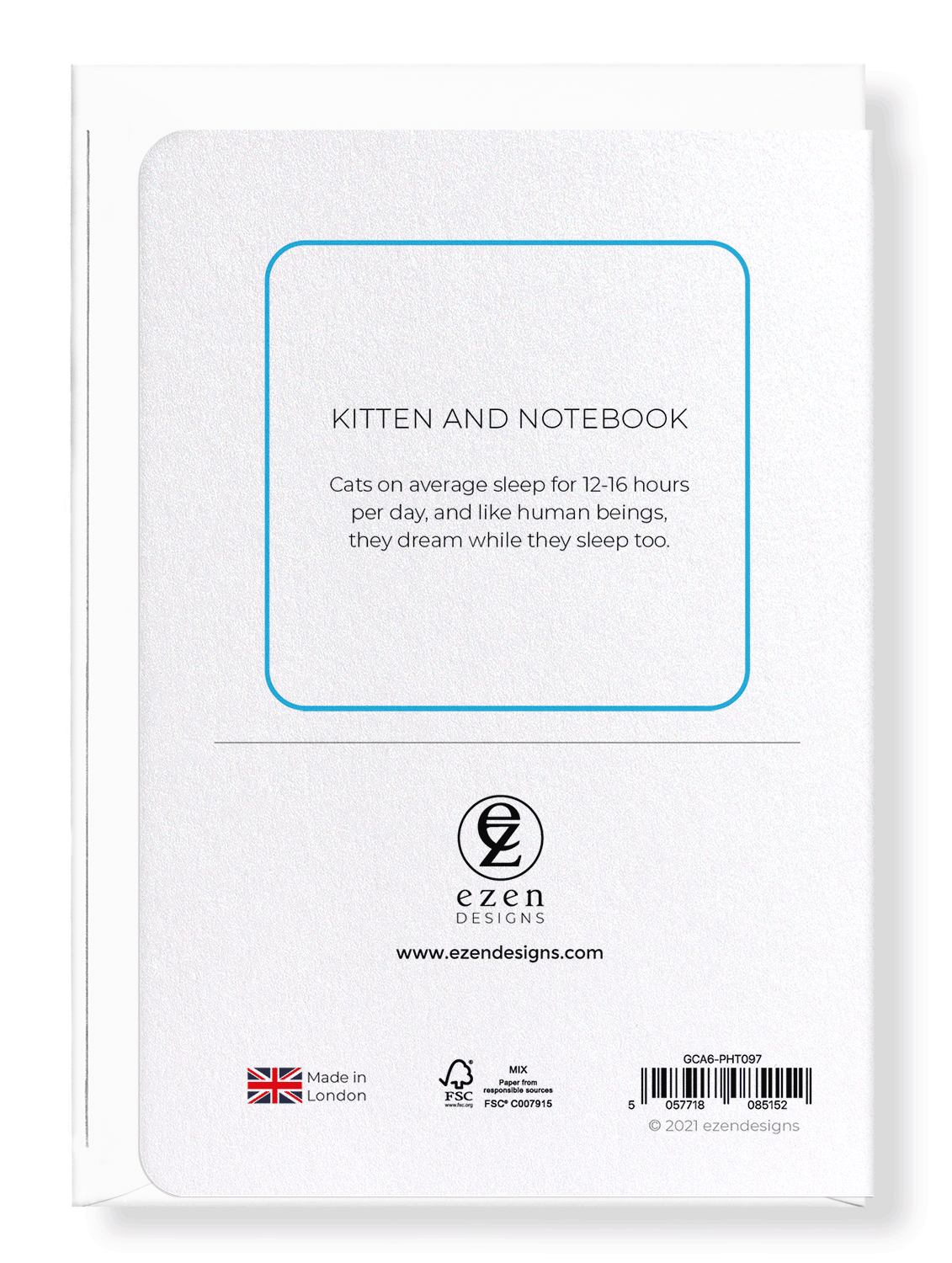 Ezen Designs - Kitten and notebook - Greeting Card - Back