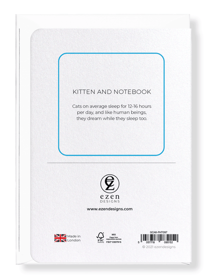 Ezen Designs - Kitten and notebook - Greeting Card - Back