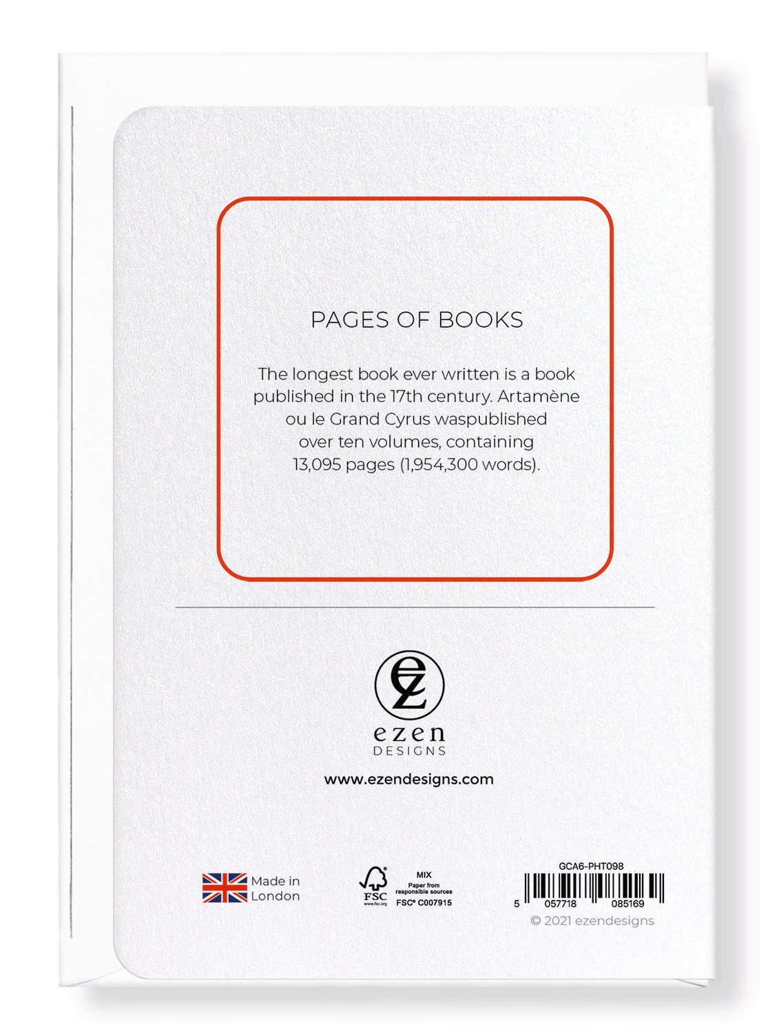 Ezen Designs - Pages of books - Greeting Card - Back