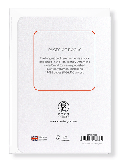 Ezen Designs - Pages of books - Greeting Card - Back