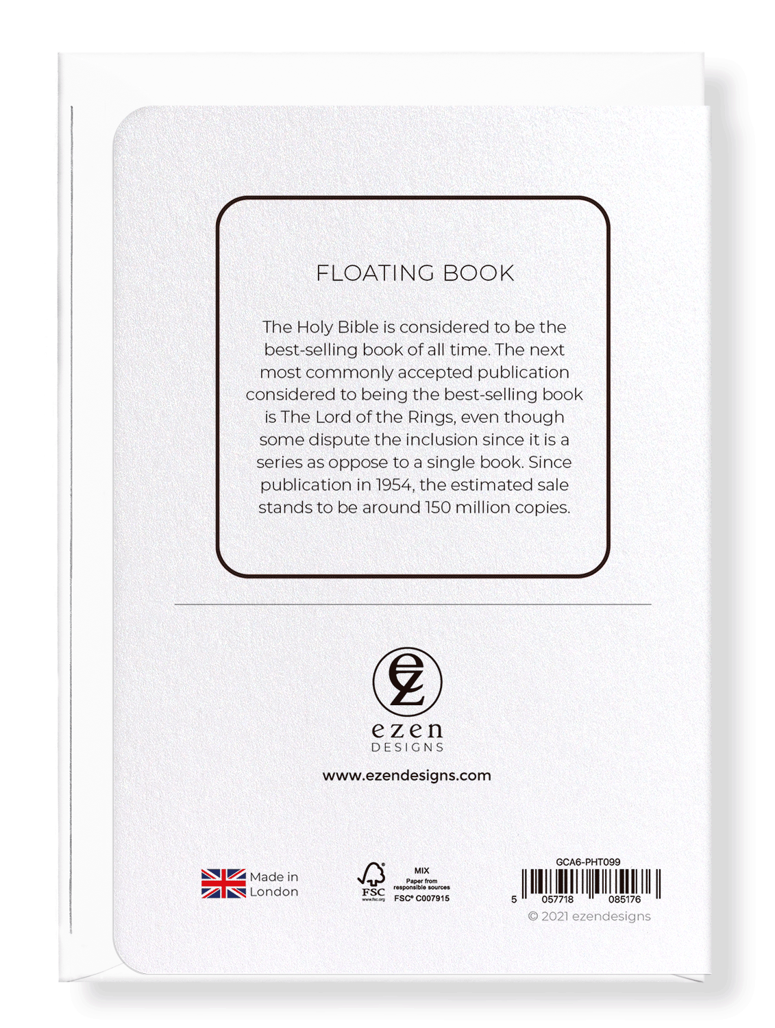 Ezen Designs - Floating book - Greeting Card - Back