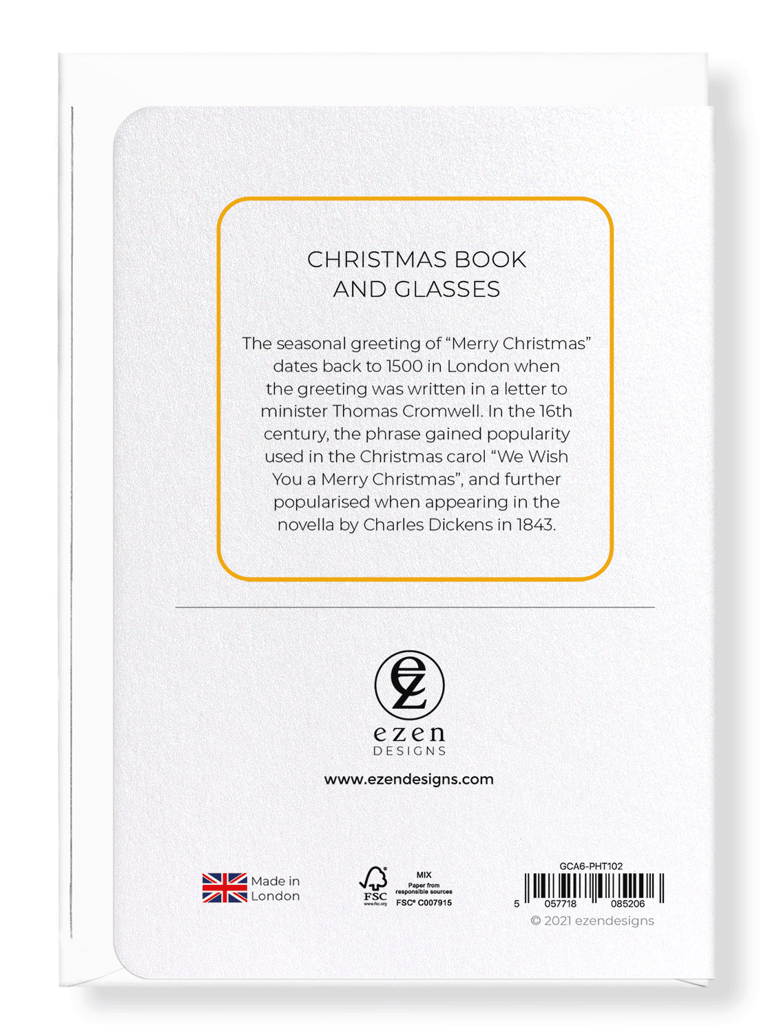 Ezen Designs - Christmas book and glasses - Greeting Card - Back