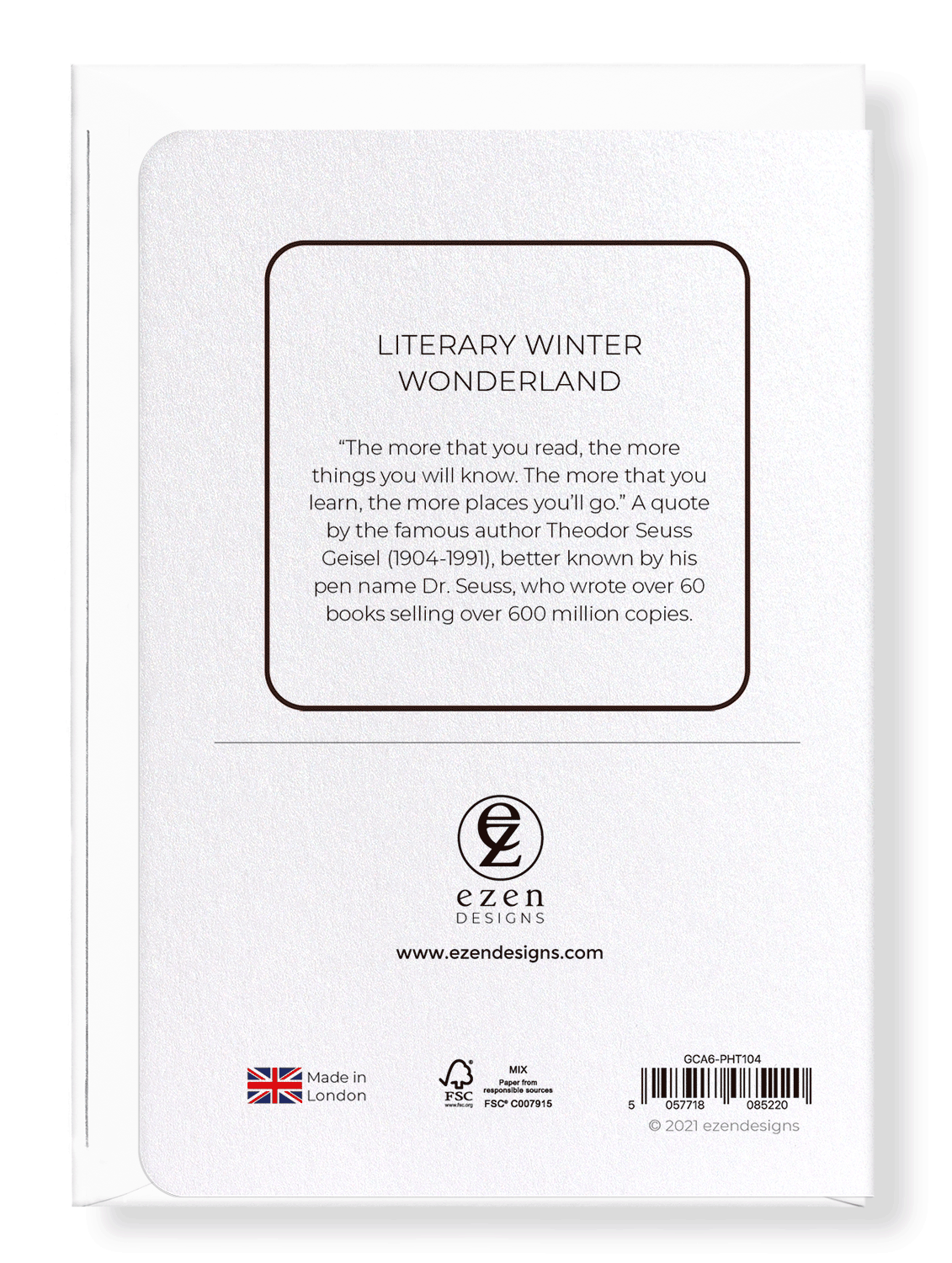 Ezen Designs - Literary winter wonderland - Greeting Card - Back