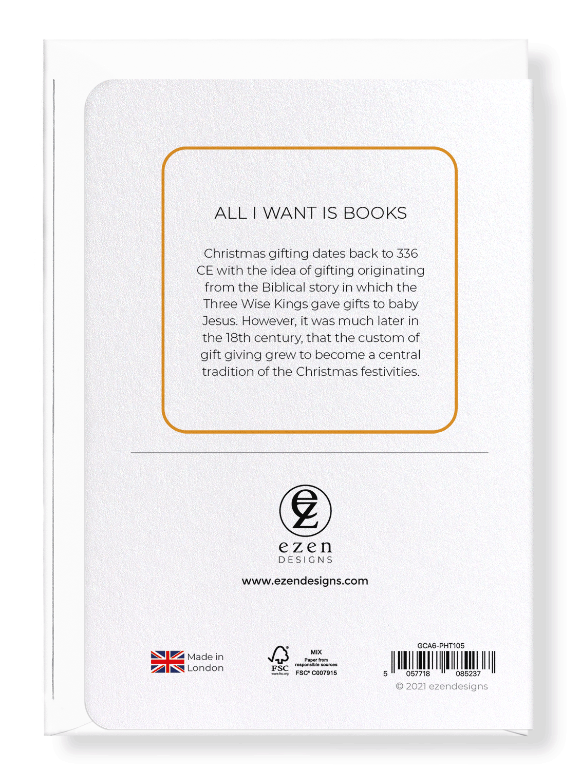 Ezen Designs - All I want is books - Greeting Card - Back