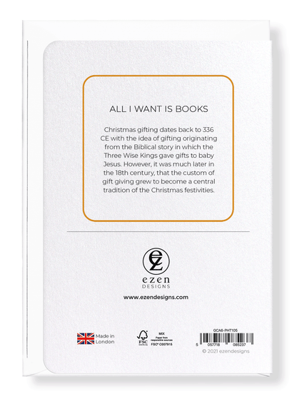 Ezen Designs - All I want is books - Greeting Card - Back