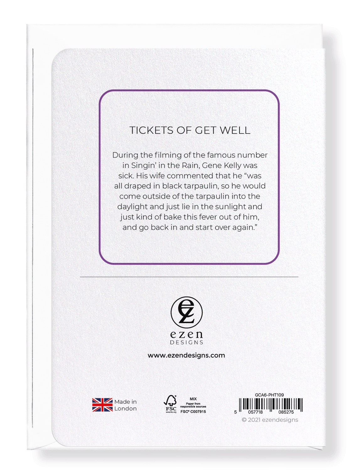 Ezen Designs - Tickets of get well - Greeting Card - Back