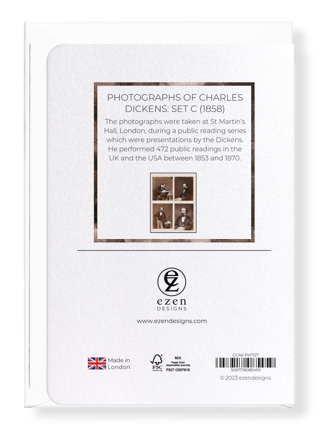 Ezen Designs - Photographs of Charles Dickens: Set C (1858) - Greeting Card - Back