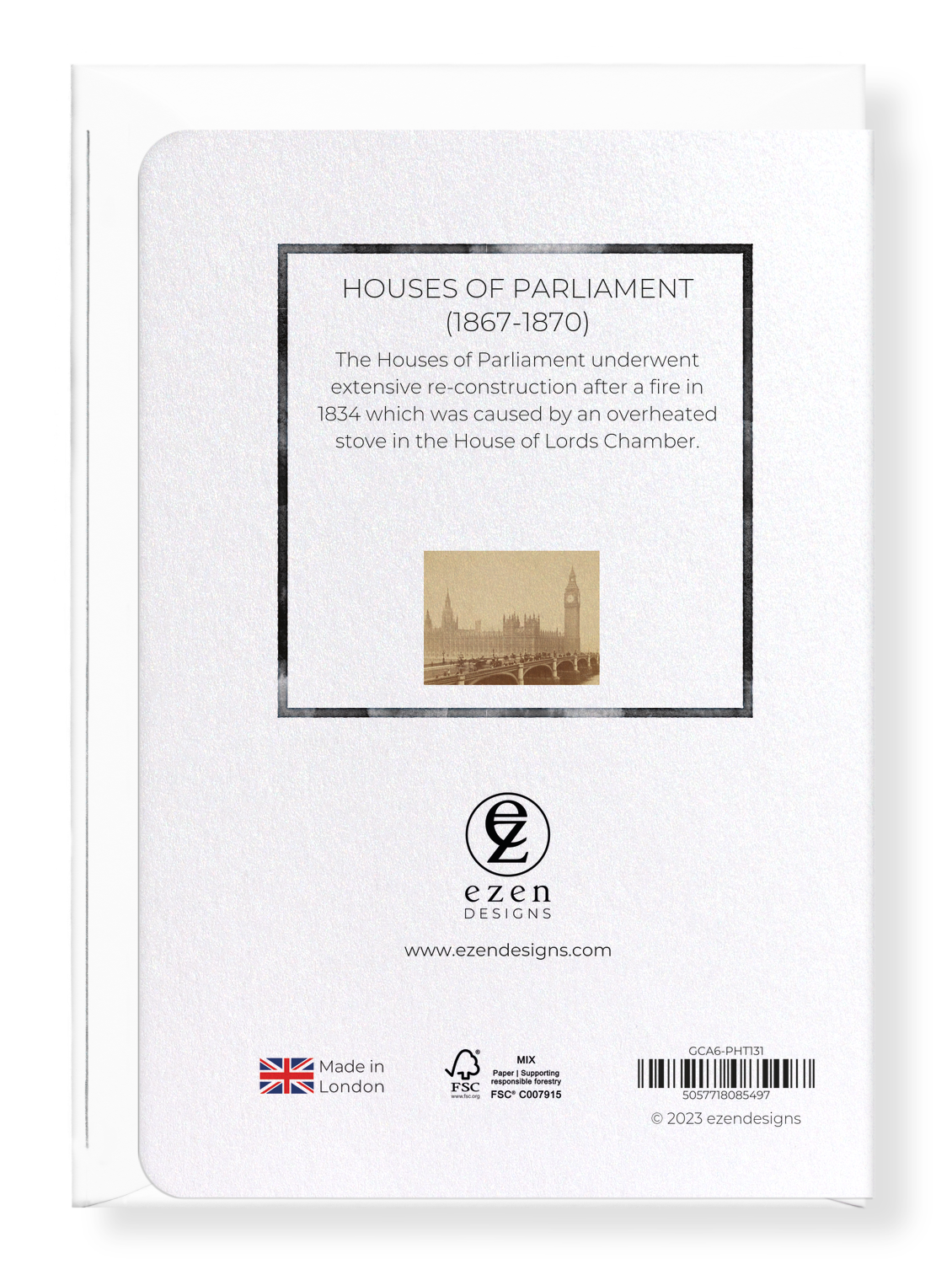 Ezen Designs - Houses of Parliament (1867-1870) - Greeting Card - Back