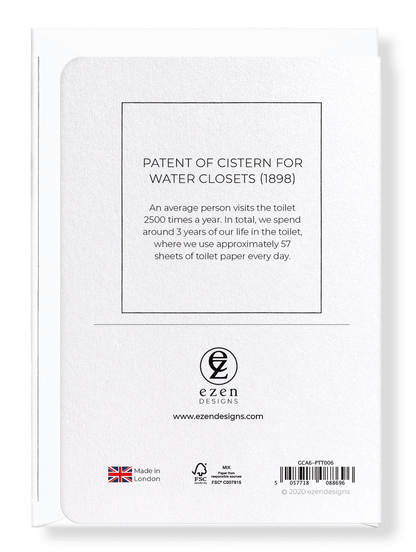 Ezen Designs - Patent of cistern for water closets (1898) - Greeting Card - Back