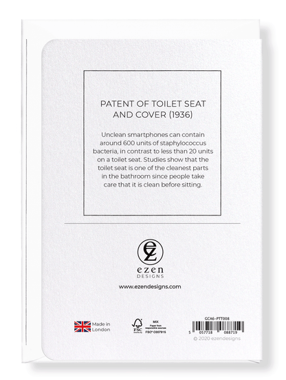 Ezen Designs - Patent of toilet seat and cover (1936) - Greeting Card - Back