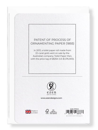 Ezen Designs - Patent of process of ornamenting paper (1893) - Greeting Card - Back