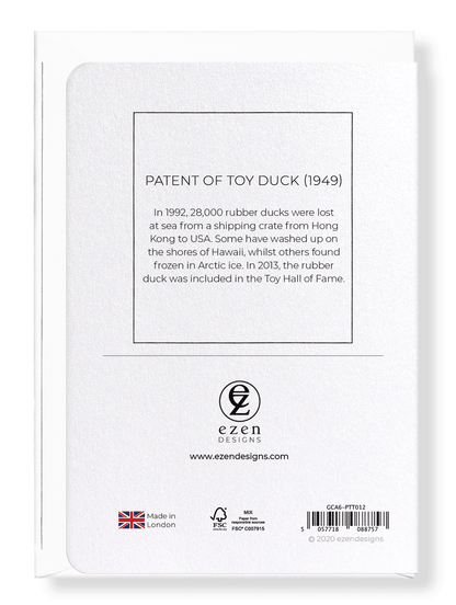 Ezen Designs - Patent of toy duck (1949) - Greeting Card - Back