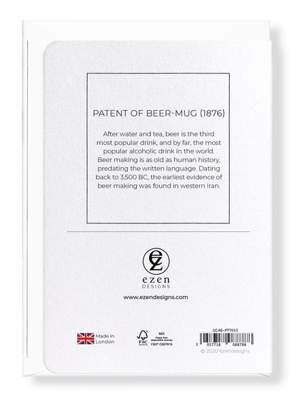 Ezen Designs - Patent of beer-mug (1876) - Greeting Card - Back