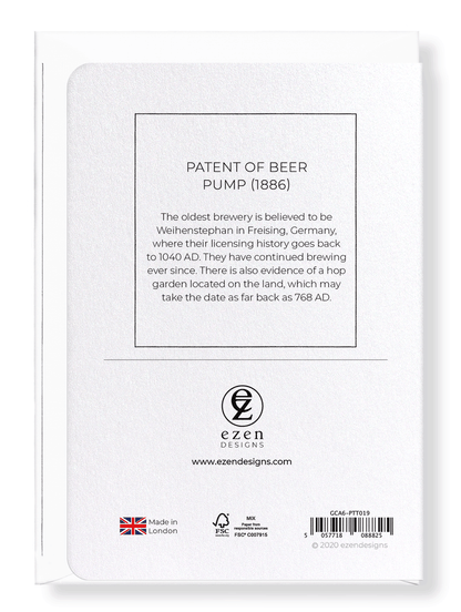 Ezen Designs - Patent of beer pump (1886) - Greeting Card - Back
