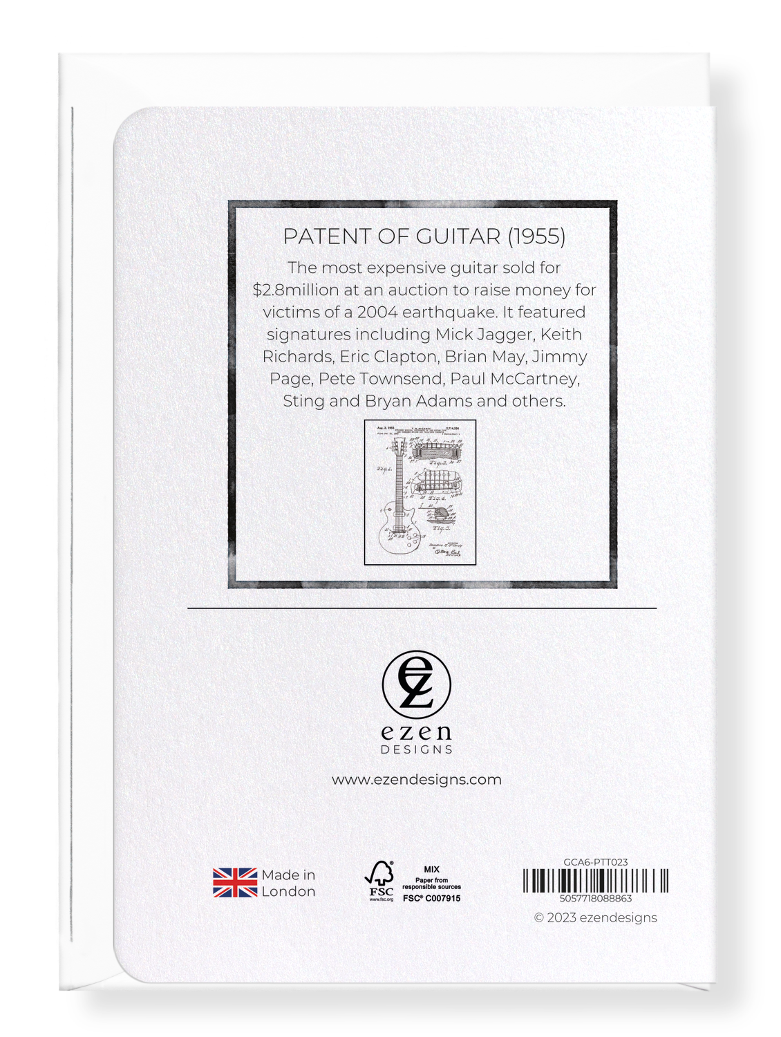 Ezen Designs - Patent of guitar (1955) - Greeting Card - Back