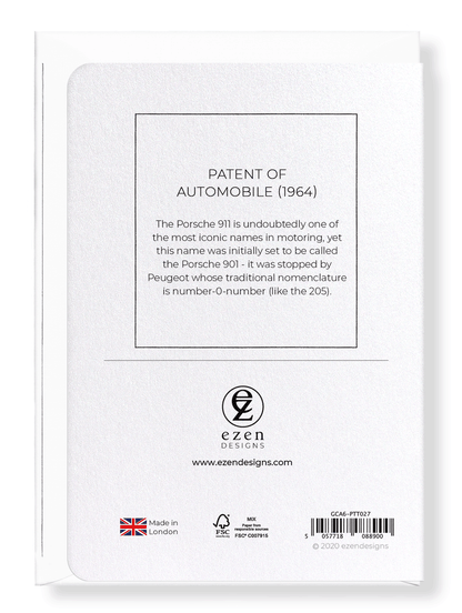 Ezen Designs - Patent of automobile (1964) - Greeting Card - Back