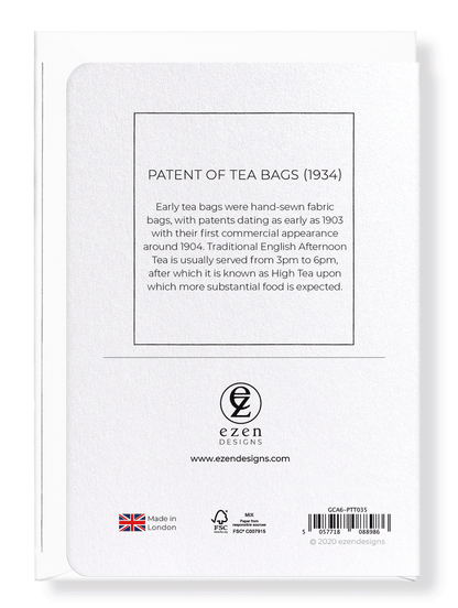 Ezen Designs - Patent of tea bags (1934) - Greeting Card - Back