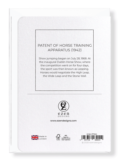 Ezen Designs - Patent of horse training apparatus (1942) - Greeting Card - Back