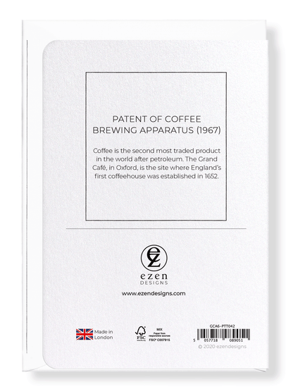 Ezen Designs - Patent of coffee brewing apparatus (1967) - Greeting Card - Back