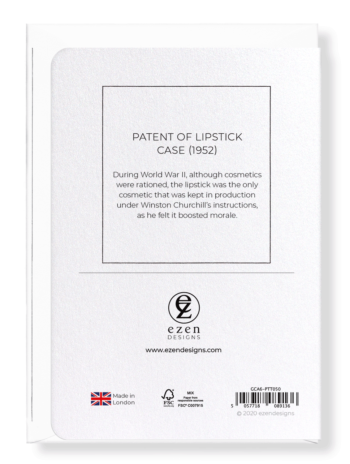 Ezen Designs - Patent of lipstick case (1952) - Greeting Card - Back