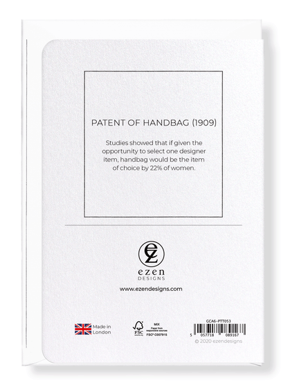 Ezen Designs - Patent of handbag (1909) - Greeting Card - Back