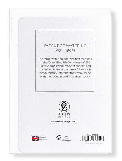 Ezen Designs - Patent of watering pot (1904) - Greeting Card - Back
