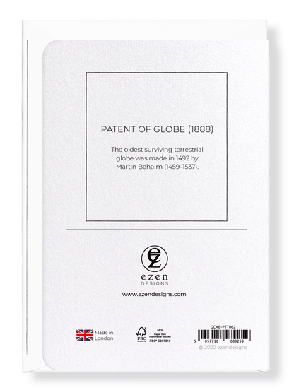 Ezen Designs - Patent of globe (1888) - Greeting Card - Back