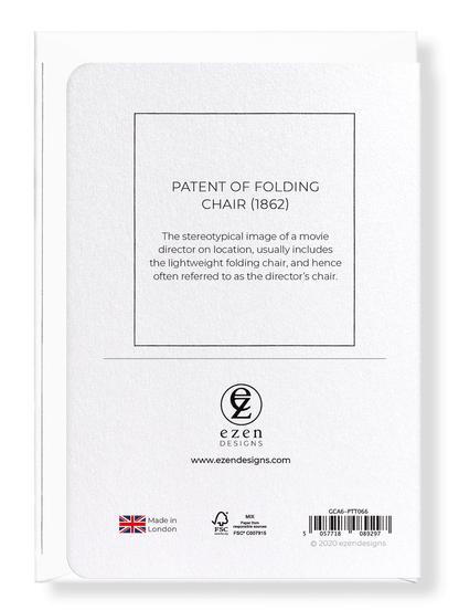 Ezen Designs - Patent of folding chair (1862) - Greeting Card - Back