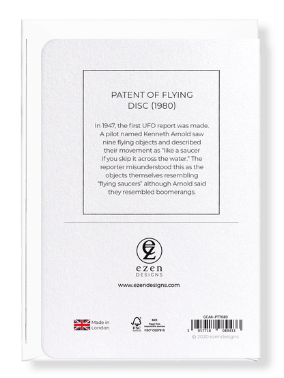 Ezen Designs - Patent of flying disc (1980) - Greeting Card - Back