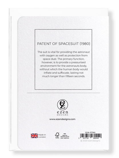 Ezen Designs - Patent of spacesuit (1980) - Greeting Card - Back