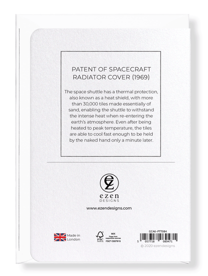Ezen Designs - Patent of spacecraft Radiator Cover (1969) - Greeting Card - Back