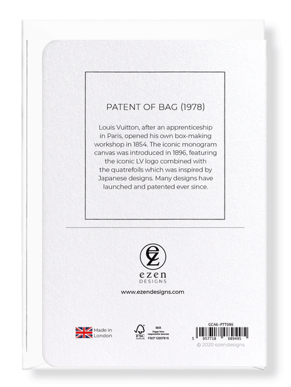 Ezen Designs - Patent of bag (1978) - Greeting Card - Back