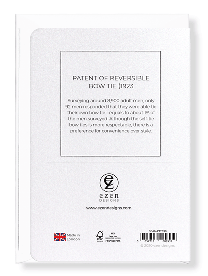 Ezen Designs - Patent of reversible bow tie (1923) - Greeting Card - Back