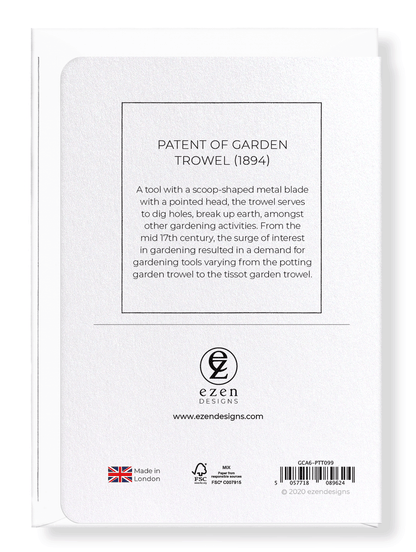 Ezen Designs - Patent of garden trowel (1894) - Greeting Card - Back