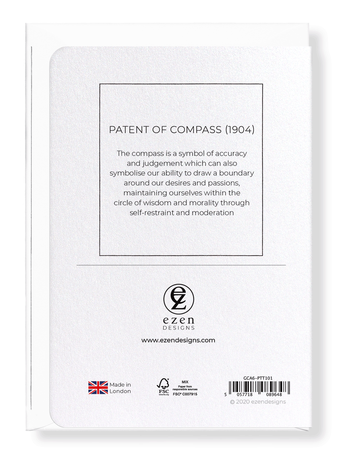 Ezen Designs - Patent of compass (1904) - Greeting Card - Back