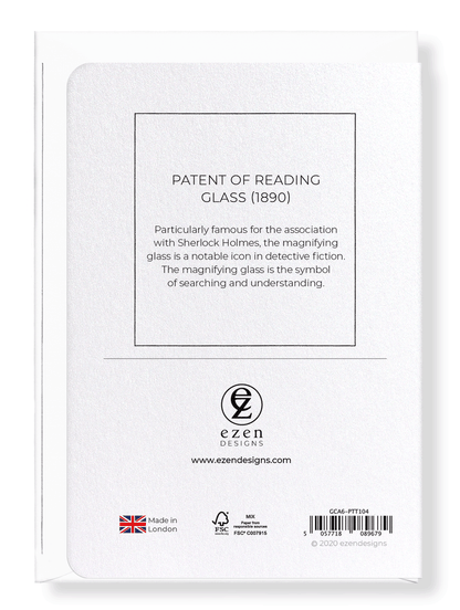 Ezen Designs - Patent of reading glass (1890) - Greeting Card - Back