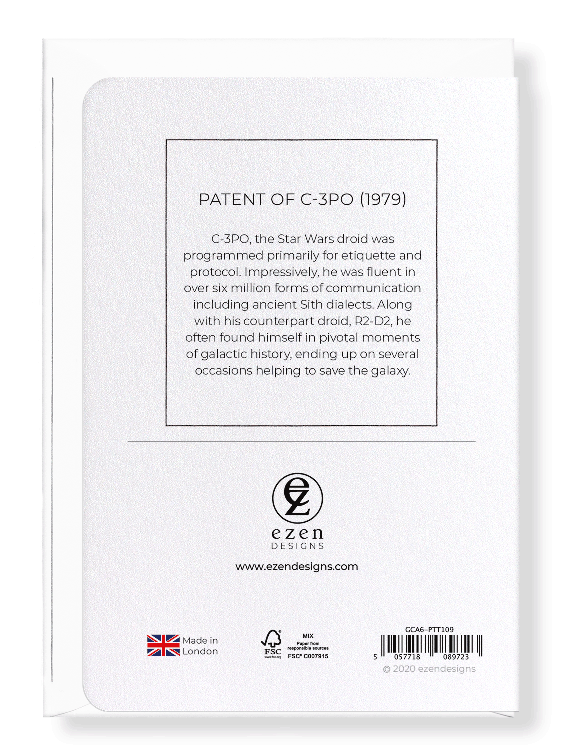 Ezen Designs - Patent of C-3PO (1979) - Greeting Card - Back