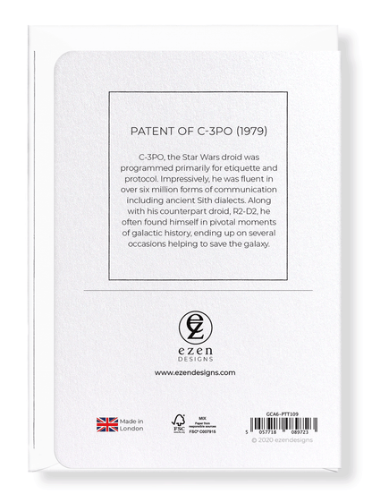 Ezen Designs - Patent of C-3PO (1979) - Greeting Card - Back