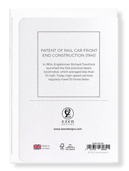 Ezen Designs - Patent of rail car front end construction (1941) - Greeting Card - Back