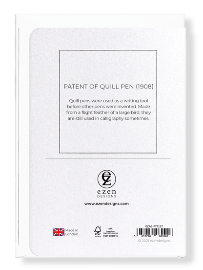 Ezen Designs - Patent of quill pen (1908) - Greeting Card - Back