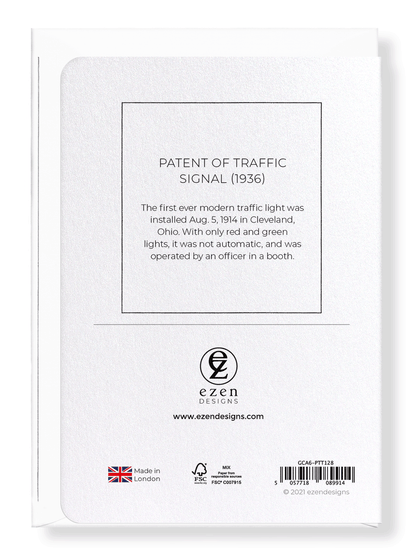 Ezen Designs - Patent of traffic signal (1936) - Greeting Card - Back