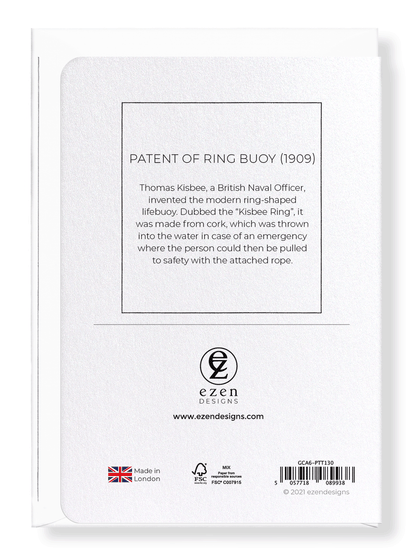 Ezen Designs - Patent of ring buoy (1909) - Greeting Card - Back