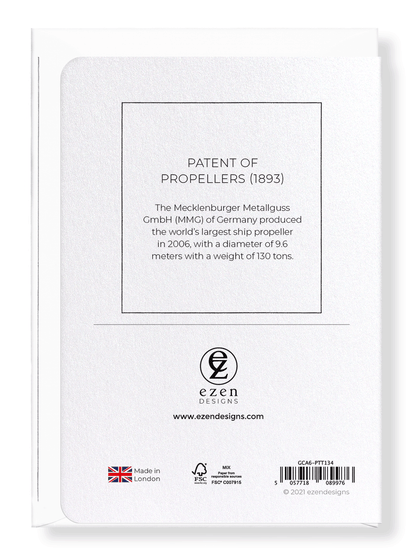 Ezen Designs - Patent of propellers (1893) - Greeting Card - Back